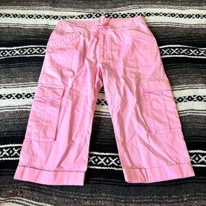 VTG Y2K GAP PINK CARGO POCKET CROP PANTS SIZE 14 WOMEN RUNS SMALL